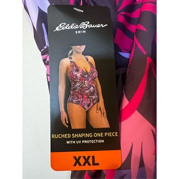 Eddie Bauer Women’s Size XXL Ruched Shaping One Piece Swimsuit Purple UV NWT - Picture 7 of 11